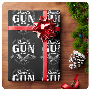 Personalised NAME Old Revolvers Gun Shop Firearms  Wrapping Paper