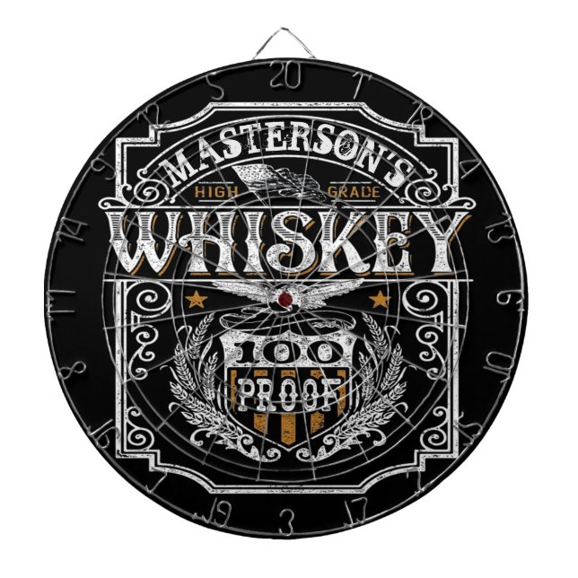 Personalised NAME Old West Whiskey Brewery Bar Dartboard (Front)