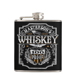 Personalised NAME Old West Whiskey Brewery Bar Hip Flask