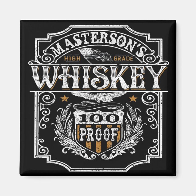 Personalised NAME Old West Whiskey Brewery Bar Magnet (Front)