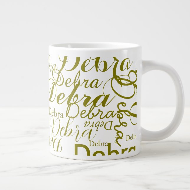 Personalised Name Olive Typography Large Coffee Mug (Right)