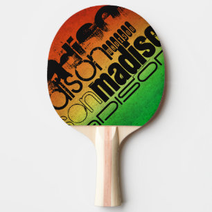 Personalised Name on Neon Orange Yellow & Green Ping Pong Paddle
