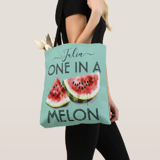 Personalised Name ONE IN A MELON Summer Vibes Blue Tote Bag