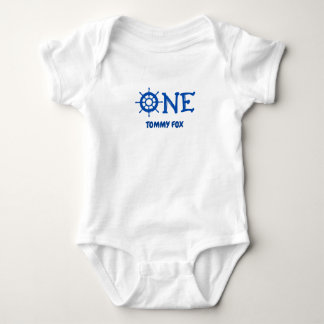 Personalised Name One Print Boat Whell Baby Bodysuit
