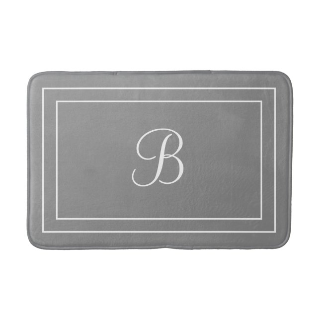 Personalised name or initial grey bath mat (Front)