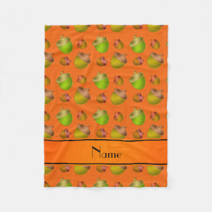 Personalised name orange acorns fleece blanket