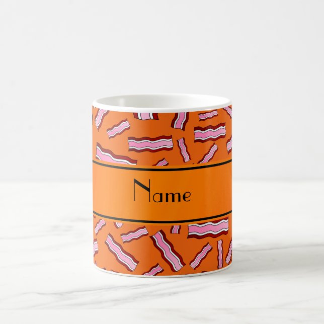 Personalised name orange bacon pattern coffee mug (Center)