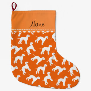 Personalised name orange bedlington terrier dogs large christmas stocking