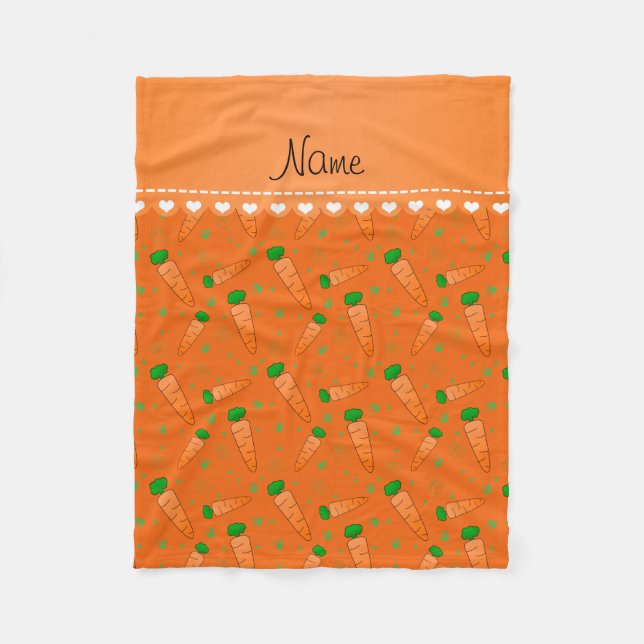 Personalised name orange carrots fleece blanket (Front)