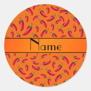 Personalised name orange chilli pepper classic round sticker