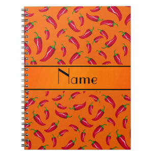 Personalised name orange chilli pepper notebook