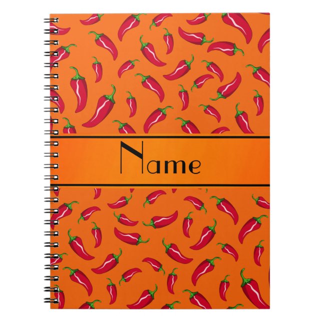 Personalised name orange chilli pepper notebook (Front)