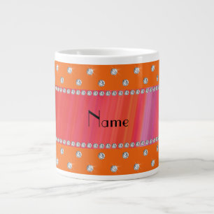 Personalised name orange diamonds large coffee mug