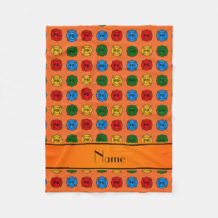Personalised name orange fire department symbols fleece blanket