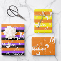 Personalised Name Orange Halloween Girl Whimsical