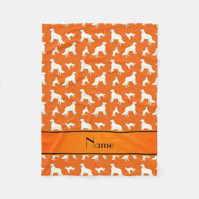 Personalised name orange Kuvasz dogs Fleece Blanket (Front)