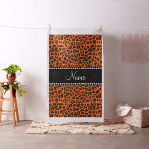Personalised name orange leopard pattern fabric