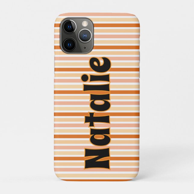 Personalised Name ORANGE LINE STRIPES Case-Mate iPhone Case (Back)