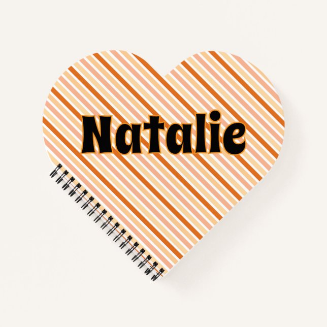 Personalised Name ORANGE LINE STRIPES Notebook (Front)