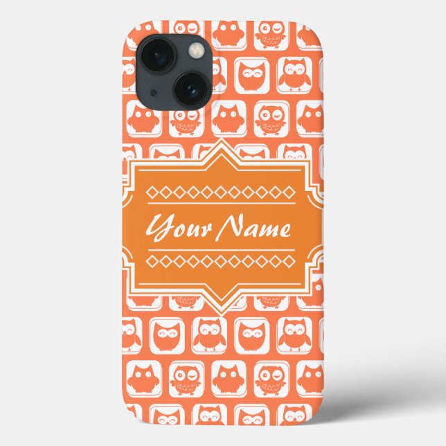 Personalised Name Orange Owls N1 Case-Mate iPhone Case (Back)