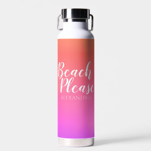 Personalised Name Orange Pink Ombre Beach Water Bottle