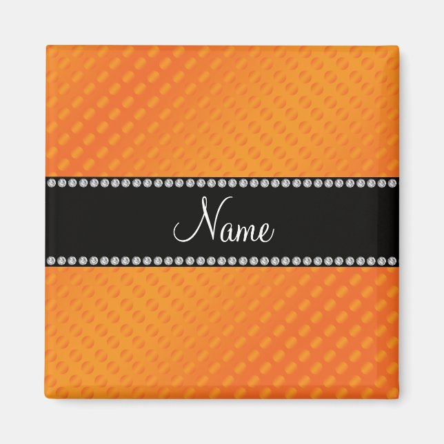Personalised name orange polka dots magnet (Front)