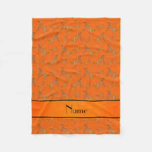 Personalised name orange Saluki dogs Fleece Blanket