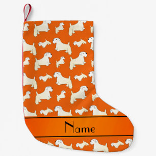 Personalised name orange Sealyham Terrier dogs Small Christmas Stocking