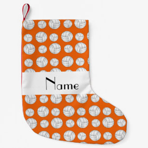 Personalised name orange volleyball balls small christmas stocking