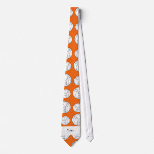 Personalised name orange volleyball balls tie