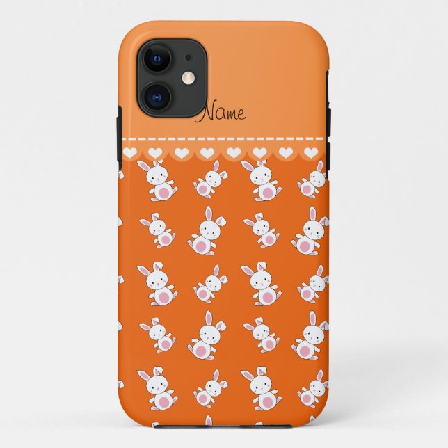 Personalised name orange white bunnies Case-Mate iPhone case (Back)