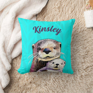 Personalised Name Otterly Delightful Otter Cushion