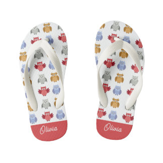 Personalised Name Owl Beach Kid's Thongs