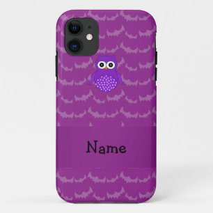 Personalised name owl purple bats iPhone 11 case