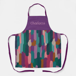 Personalised Name Painted Brushstrokes Purple Apron