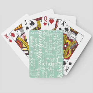 Personalised Name Pale Blue Playing Cards