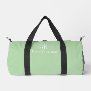 Personalised Name Pale Green Stylish Minimal Gym Duffle Bag
