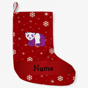 Personalised name panda red snowflakes small christmas stocking