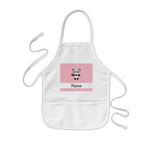 Personalised name panda with cupcake polka dots kids apron
