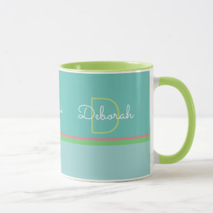 personalised name pastel colours . monogram mug
