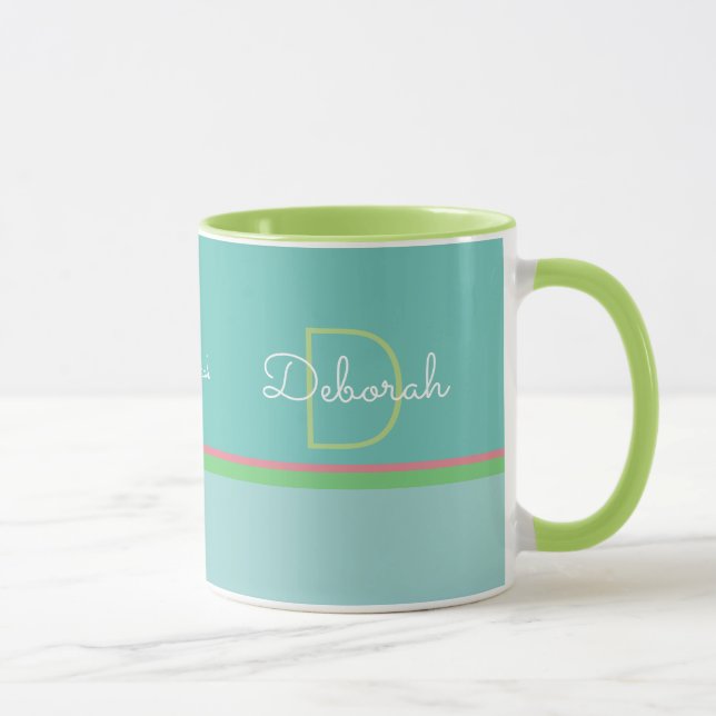 personalised name pastel colours . monogram mug (Right)