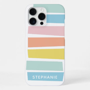Personalised Name Pastel Geometric Modern Colourfu iPhone 16 Pro Max Case