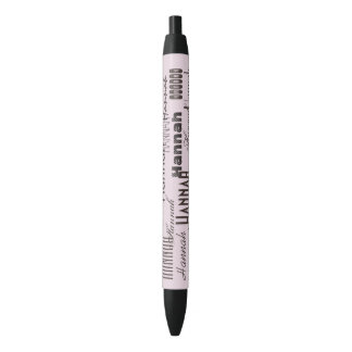 Personalised Name Pastel Pink and Black Ink Pen