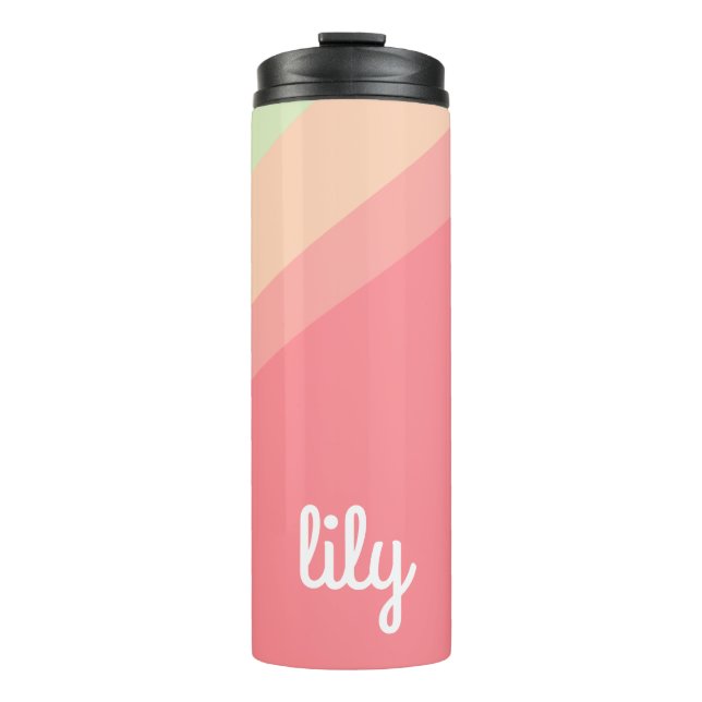 Personalised Name Pastel Rainbow Custom Gift Thermal Tumbler (Front)