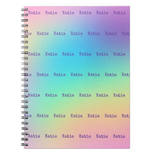 Personalised Name Pastel Rainbow Gradient Notebook