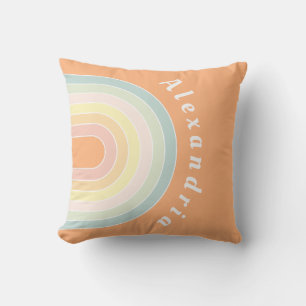 Personalised Name Pastel Rainbow Retro Cushion