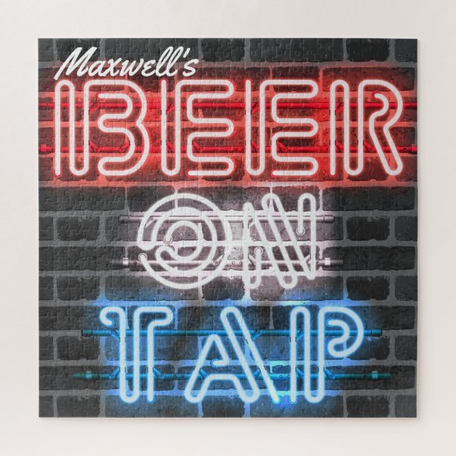Personalised Name Patriotic Beer Sign Brewery Pub Jigsaw Puzzle (Vertical)