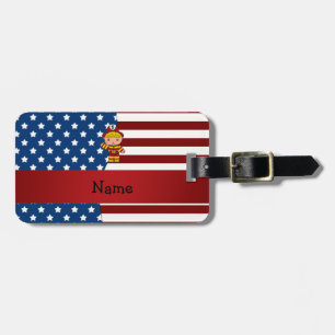 Personalised name Patriotic fireman Luggage Tag