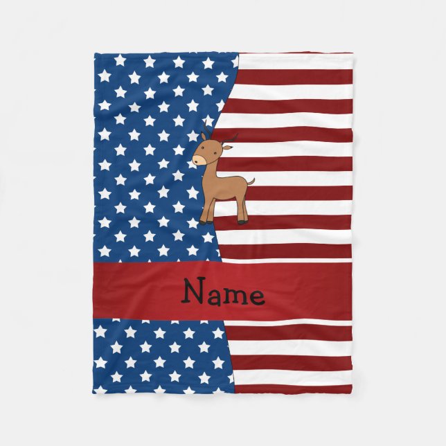 Personalised name Patriotic impala Fleece Blanket (Front)