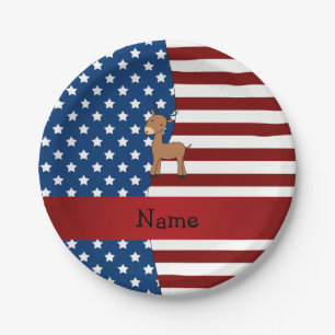 Personalised name Patriotic impala Paper Plate